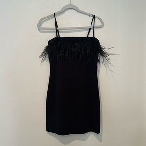 Black feather bodycon dress